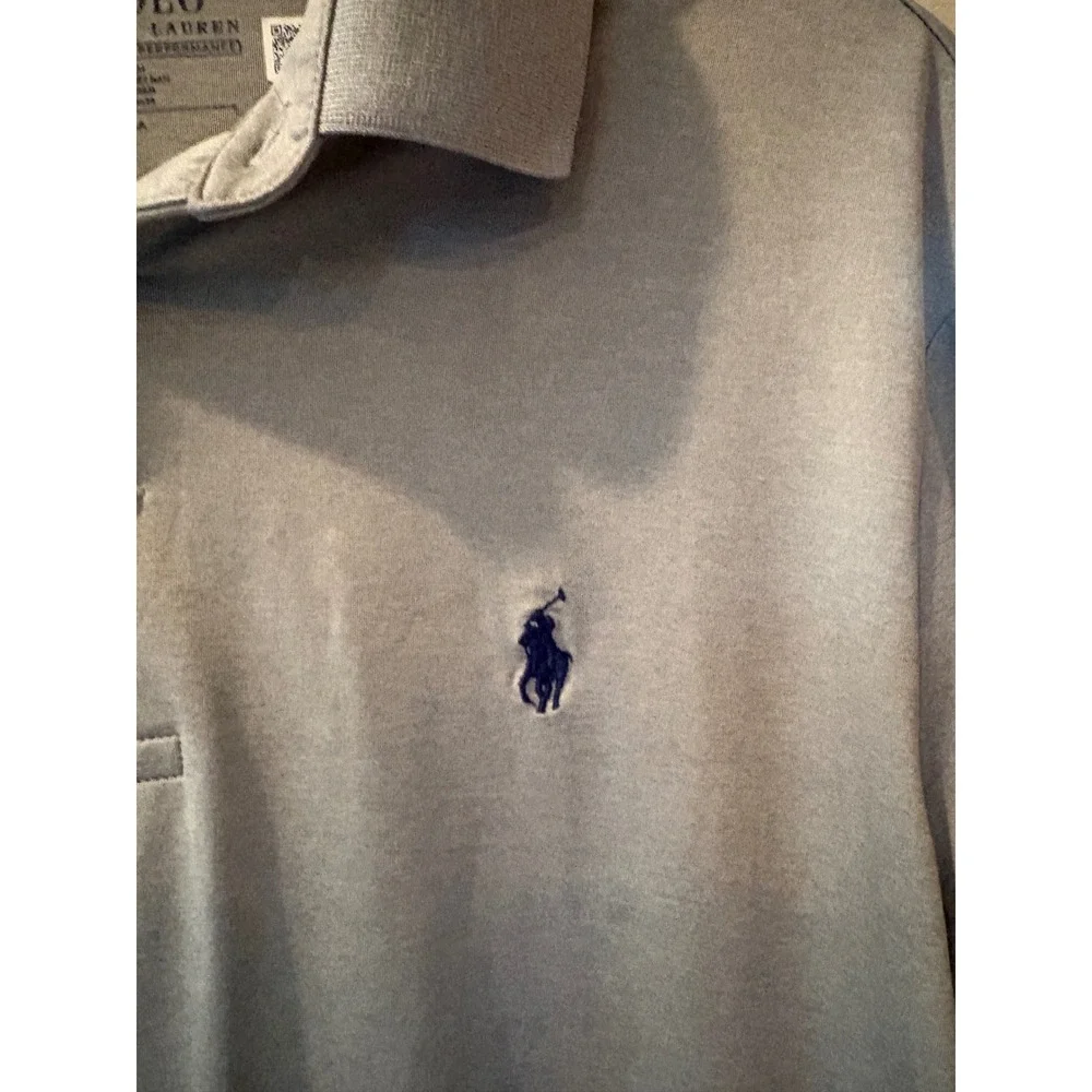 Polo Ralph Lauren Performance Mens Gray Short Sleeve Polo Shirt Size M Stretch